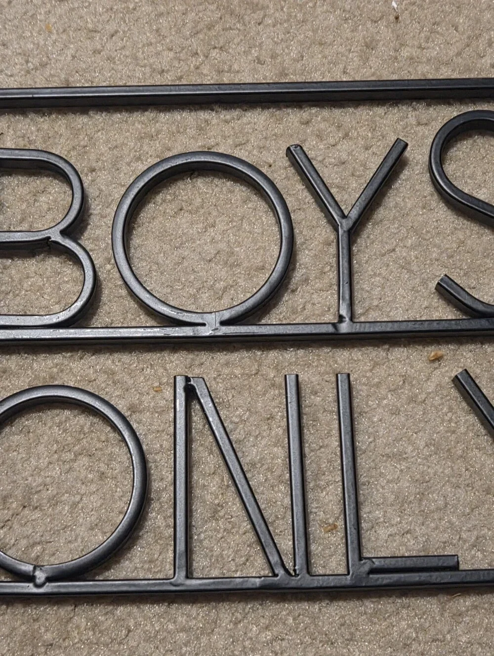 Metal 'Boys Only' Wall Sign - Black